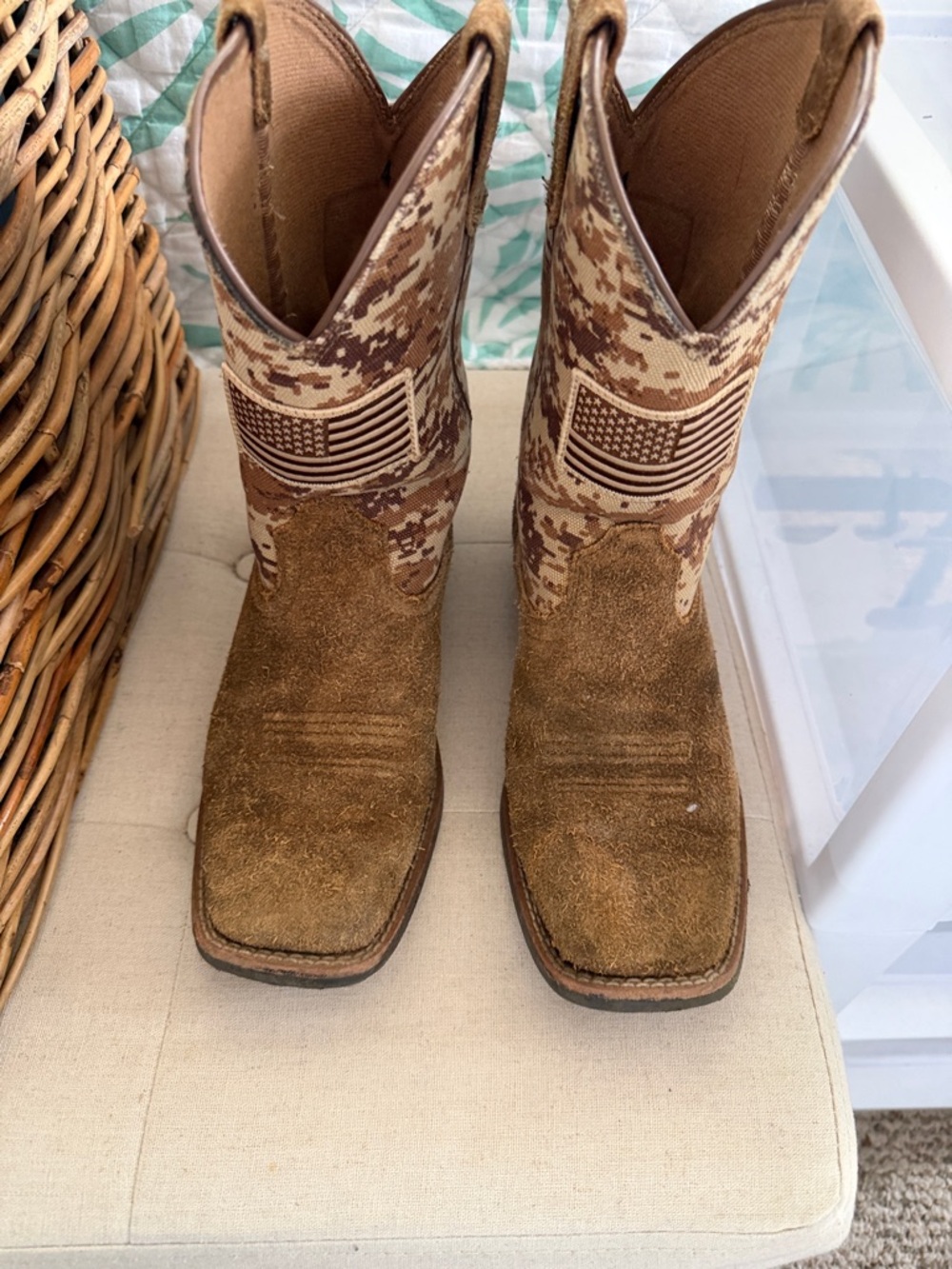Ariat Brown Tan Camo Mens Western Work Boots
